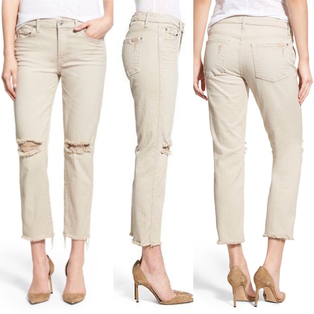 SALE 7 FAM Ankle Raw Hem Jeans Frayed